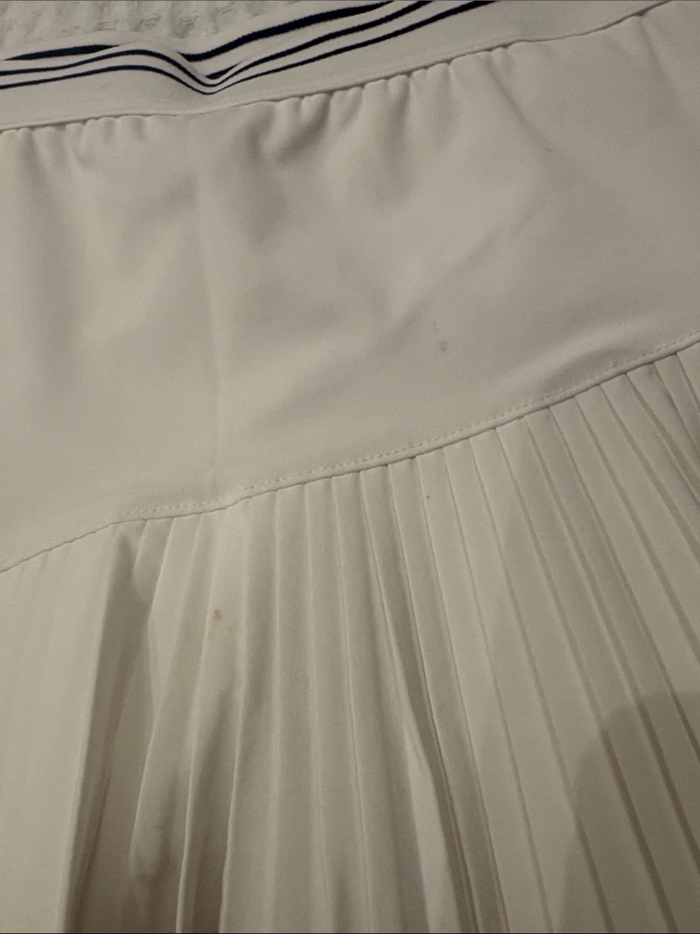 Old Navy White Pleated Skirt with Navy Striped Waistband